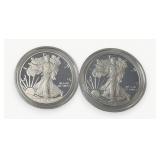 (2) Silver American Eagle $1 Proof Coins
