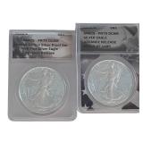 (2) US Silver Eagle $1 Coins, ANACS PR70