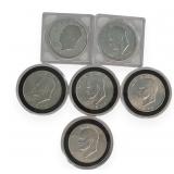 (6) Eisenhower Dollar Coins, 40%, S-Mint