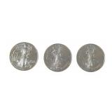 (3) Silver American Eagle $1 Coins, 2018