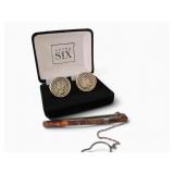 Vintage US Mercury Dime Cufflinks & Tie Swag