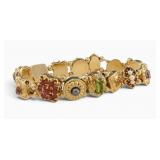 14K Yellow Gold Multi-Stone Slide Charm Bracelet