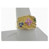 14K Yellow Gold Multi-Color Sapphire Ring