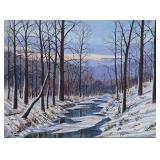 W Harold Hancock 18x24 Acrylic Winter Stream