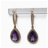 18K Yellow Gold Amethyst, Diamond Ring