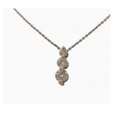 18K White Gold Diamond Pendant, Chain