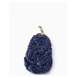 14K Carved Lapis 33g Dragon Enhancer Pendant
