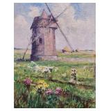 George Hitchcock 17x13 O/C Holland Windmill