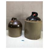 Antique 2 Tone Crocks, Jugs, 2 ea