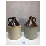 Antique Two-Tone Crocks, Jugs, 2 ea