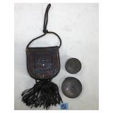 Antique Victorian Leather Purse w/ Sterling...