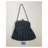 Vintage Beaded Evening Bag/Purse, Blue Beads