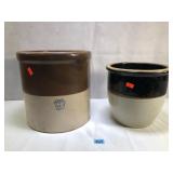 Antique Two Tone Crocks, One is 2 Gallon