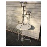Vintage marble top table and plant stand