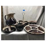 Various Pieces of Brown Drip Glaze Ware