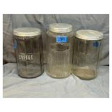 Three Vintage Glass Coffee Jars