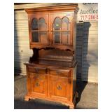 Two piece wooden hutch w/ glass display cabinet