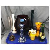 Lot of Vintage Colored Glass Vases