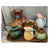 Lots of vintage pottery art pitchers