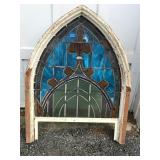 Large multi colored stain glass window