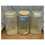 Three Vintage Glass Coffee Jars