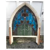 Large multi colored stain glass window