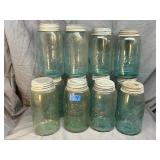 Lot of Antique Mason Jars w/ lids