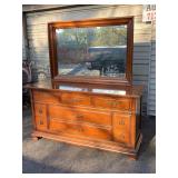 Large wooden dresser with mirror by Basset...