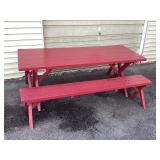 Wooden picnic table w/ 2 benches