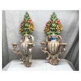 Homco Floral Ornate Wall Sconces