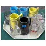 Lot of firetruck themed mugs and Steins