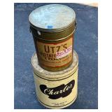 Pair of old snack tins