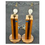 Pair of unique wooden table lamps