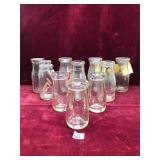 Various Antique 7 oz Glass Milk Bottles