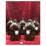 Antique Amber Glass Milk Bottles, 05 ea