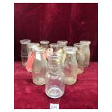 Various Antique 7 oz Glass Milk Bottles