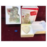 Lenox Snowman Figure and Heart Trinket Dish