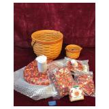 Longaberger Pumpkin baskets with lid & liner