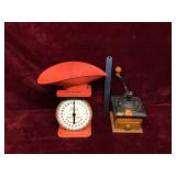 Vintage Scale and Coffee Grinder