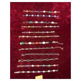 Lot of Gem/Gem Style Wrist Chain Bracelets