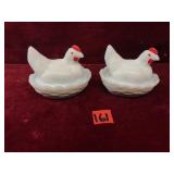 Milk Glass Hen on Nest Covered Dish