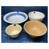 Four large vintage stoneware bowls