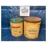 Pair of vintage snack tins