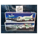 Pair of vintage Hess trucks