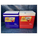 Pair of small igloo coolers