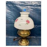 Vintage Hand Painted Brass Oil Lamp