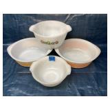 Lot of vintage fire king & other cookware