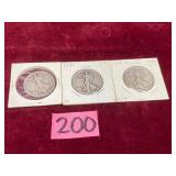 3 Walking Liberty Havles