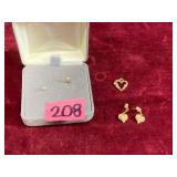 14K Gold Earrings and Pendent