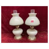 Vintage White Hobnail Lamps